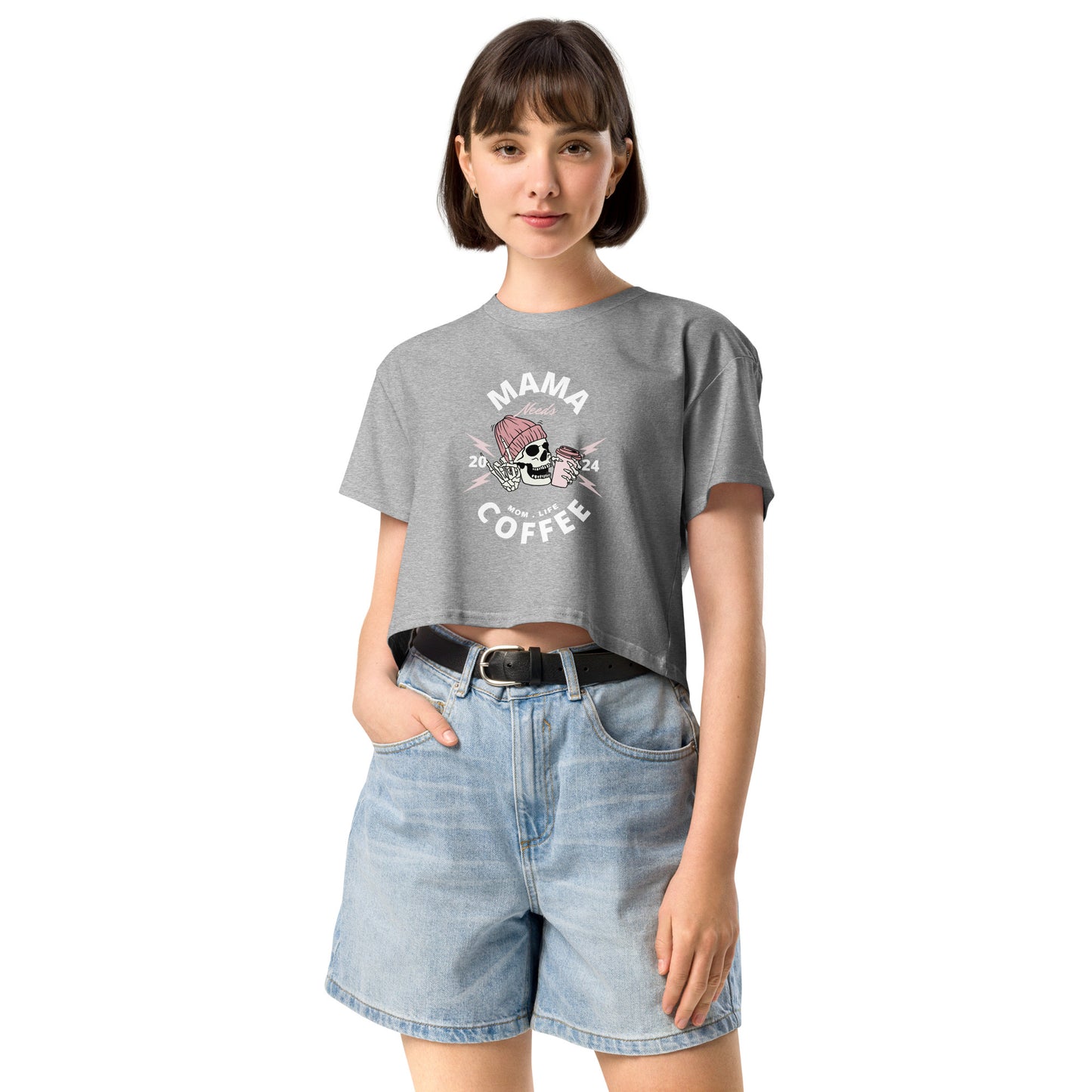 Mama Needs Coffee crop top