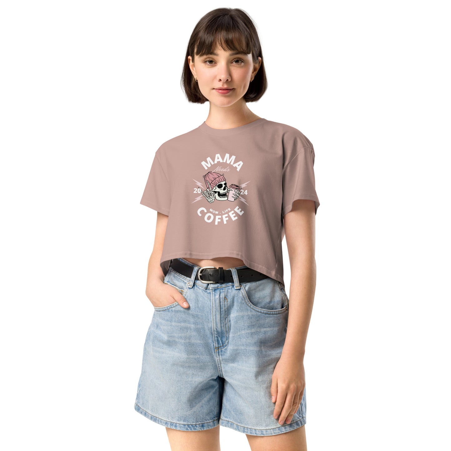 Mama Needs Coffee crop top